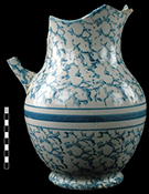 Pitcher wither with open sponged blue pattern. Private Collection.